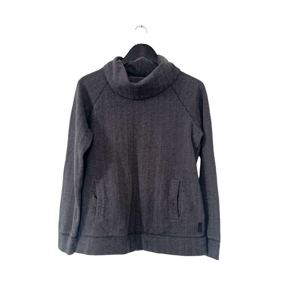 Roots Black Grey Herringbone Pattern‎ Cowl Sweater